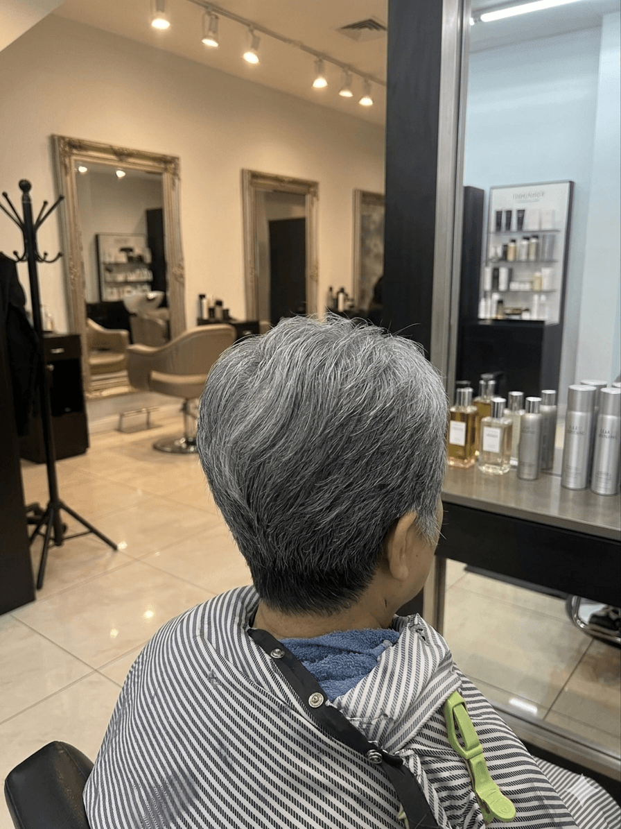 Detail shot of hair styling process